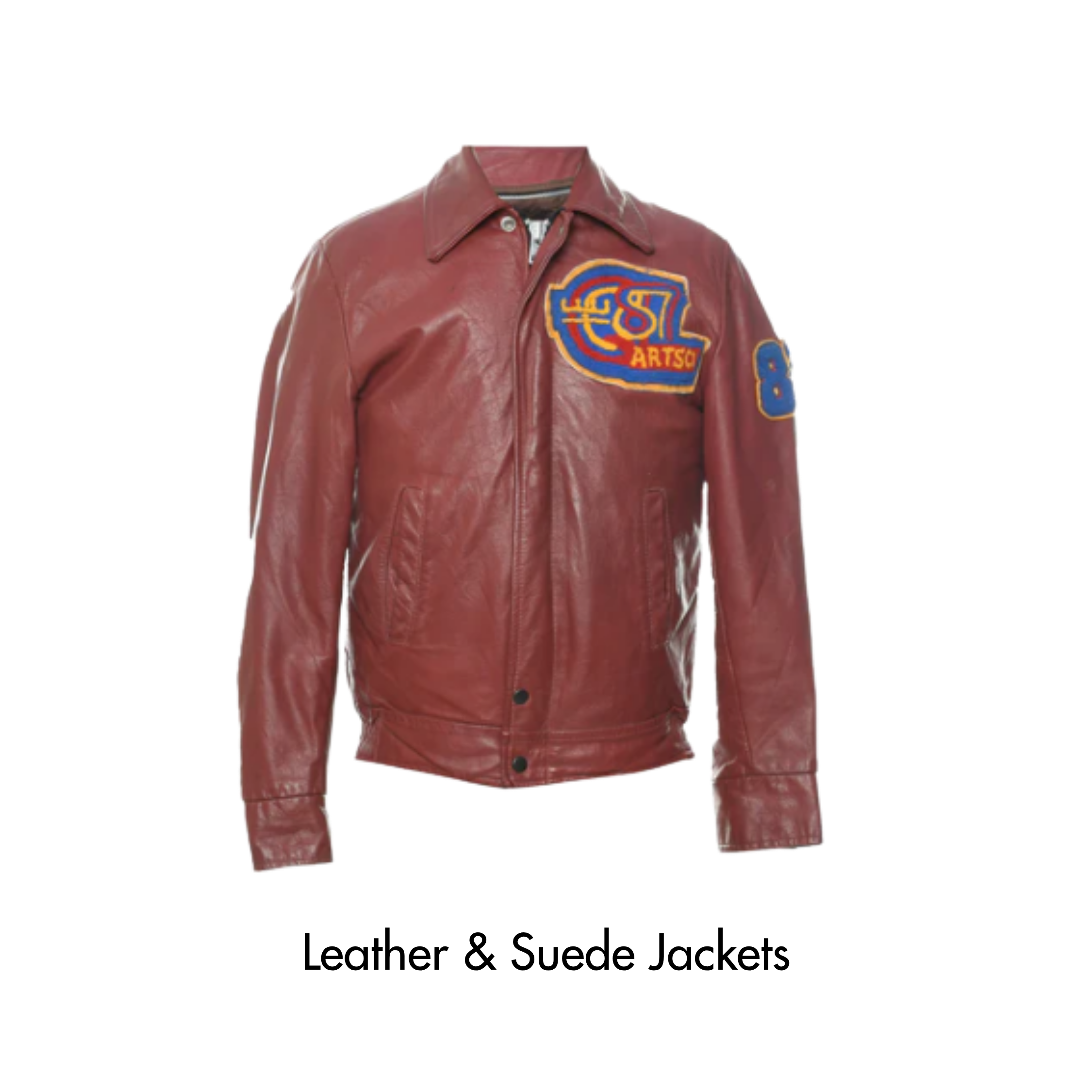 Image of vintage leather and suede jackets for sale at Beyond Retro UK retailer