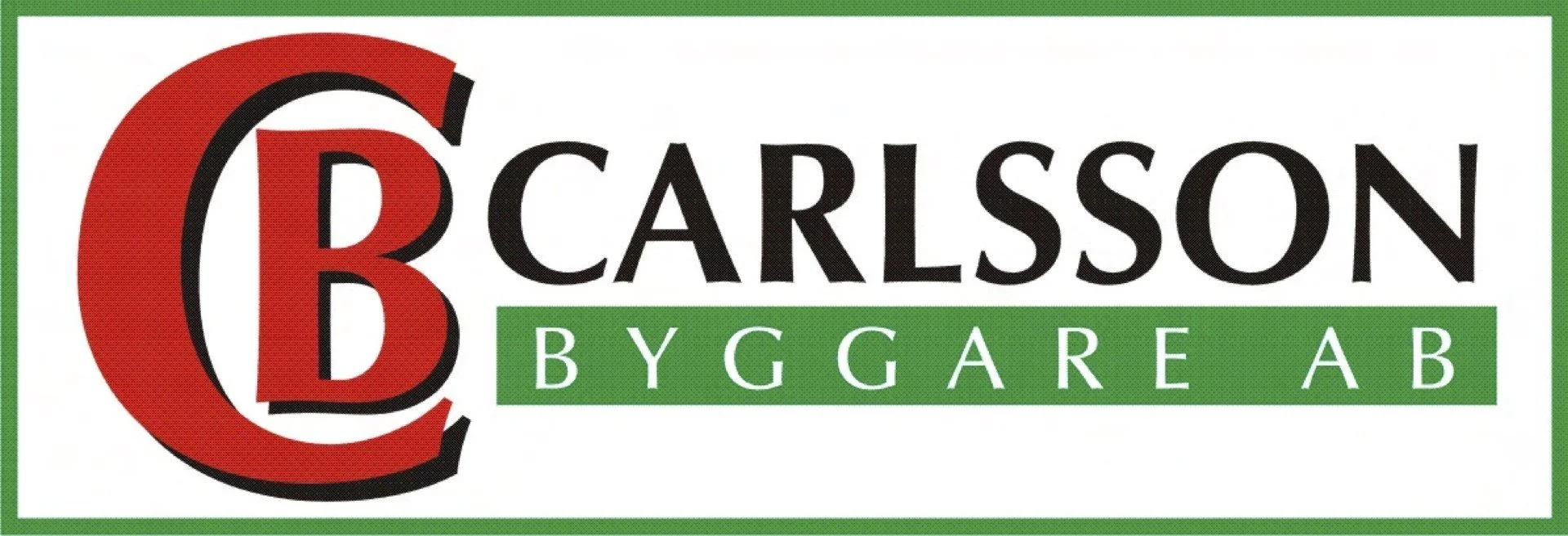 Sign with the name 'Carlsson Byggare AB' and a large red and black logo on the left side.