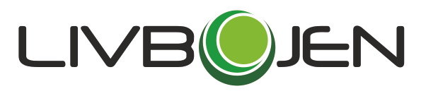 Livbojen logo with black text and a green circular graphic element.