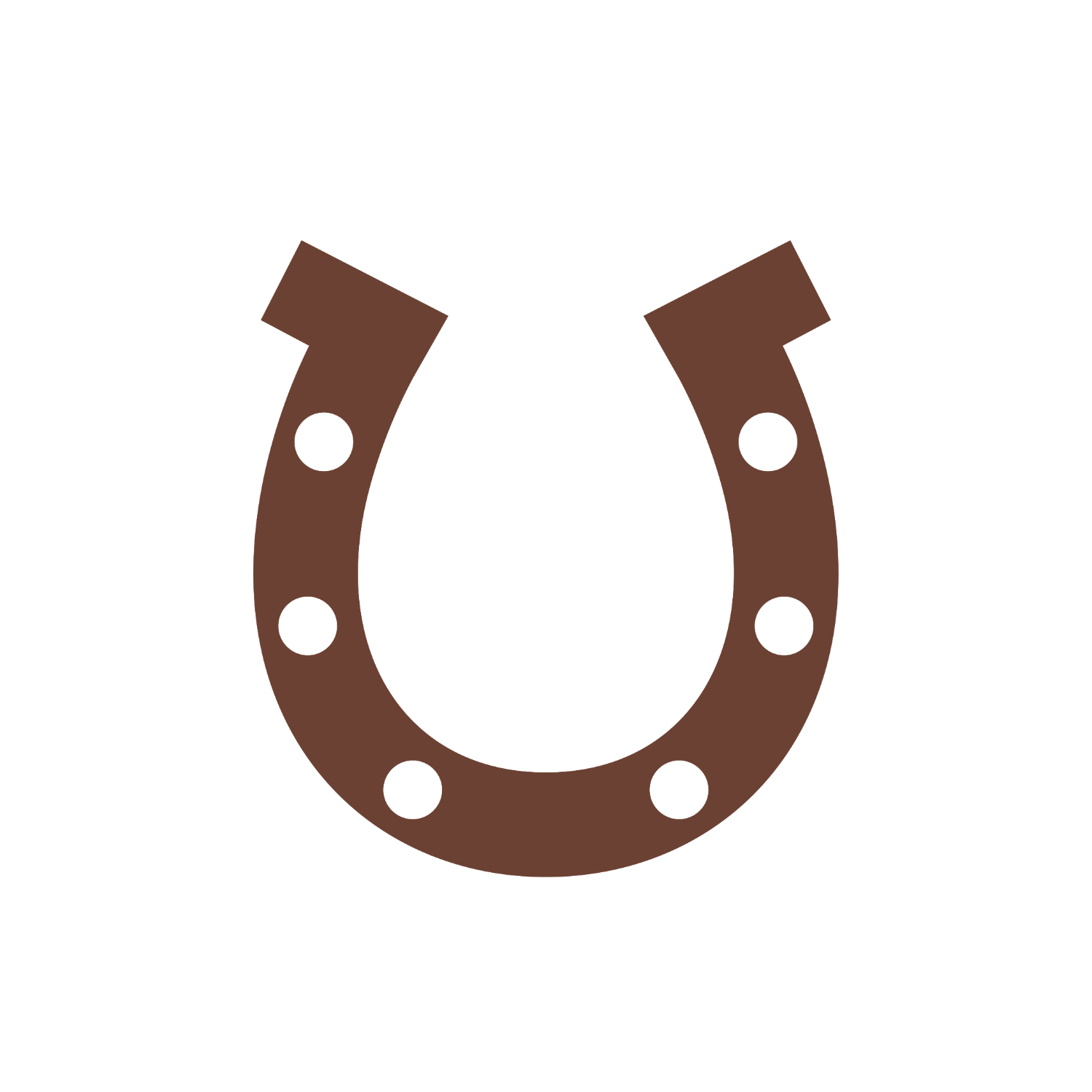 Illustration of a horseshoe with a brown color on a black background.