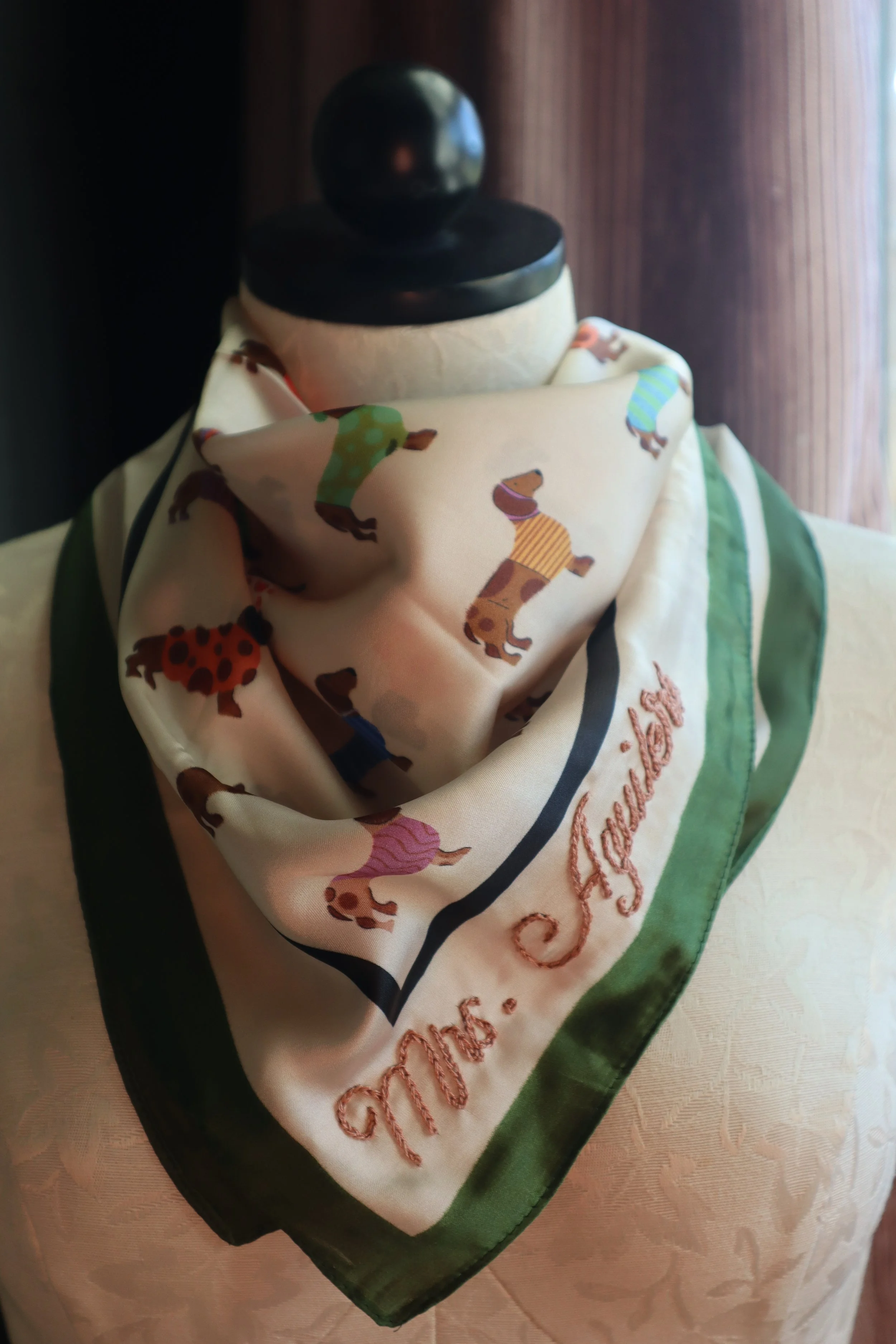 Babes and Bandits Custom Embroidered Silk Bandana Dachsunds.JPG (Copy)