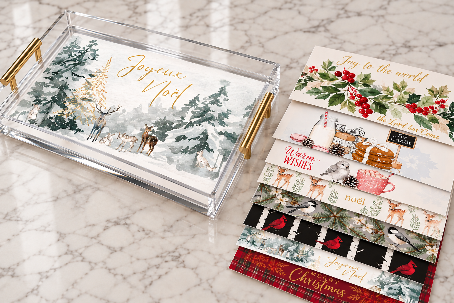 Elegant Holiday Cards and Acrylic Tray.png