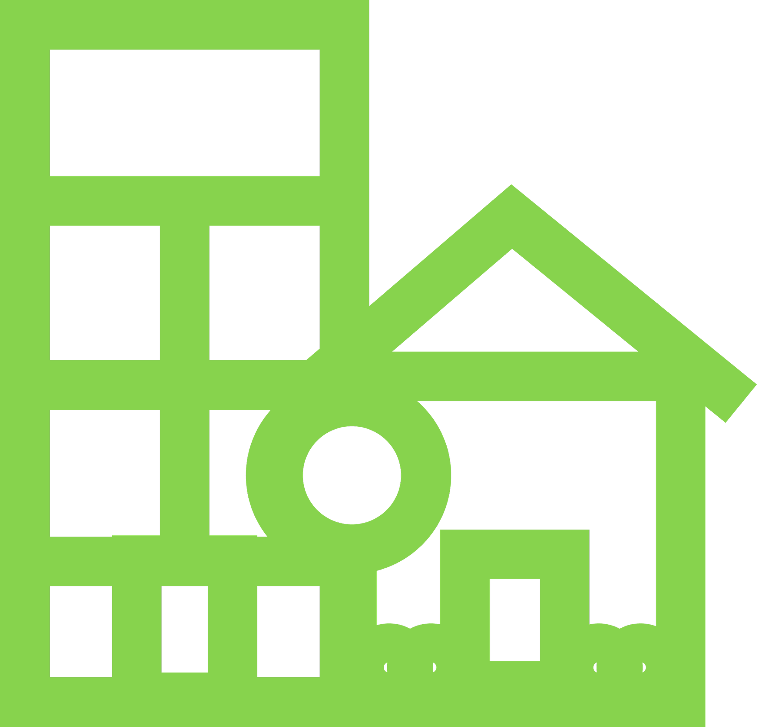 Light Green commercial and residential buildings icon