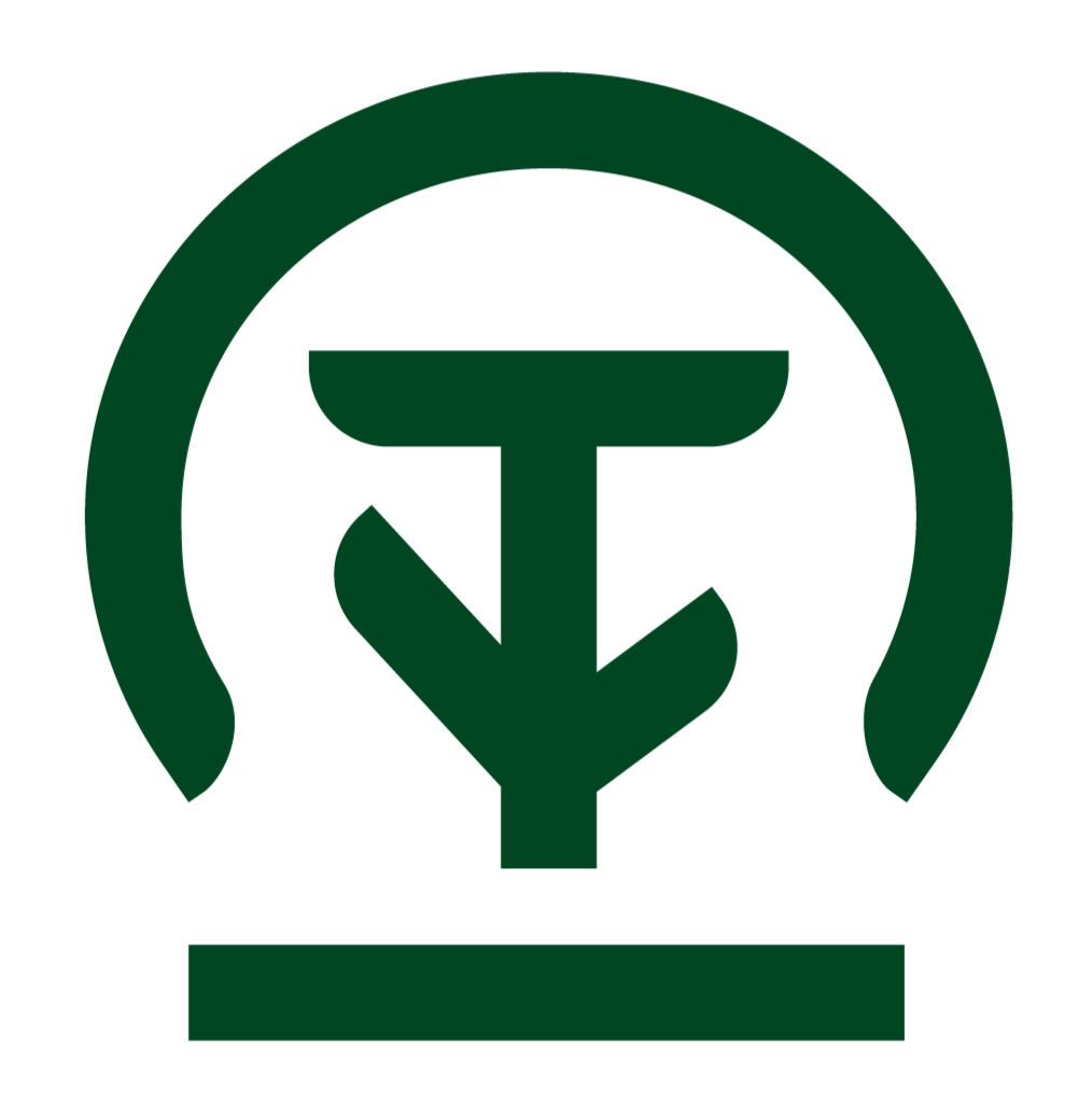 Tedesco Lawn Care Dark Green symbol — Tree icon with a T in it.