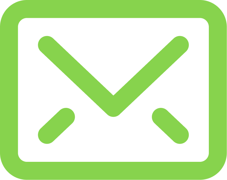 Icon of an envelope in green.