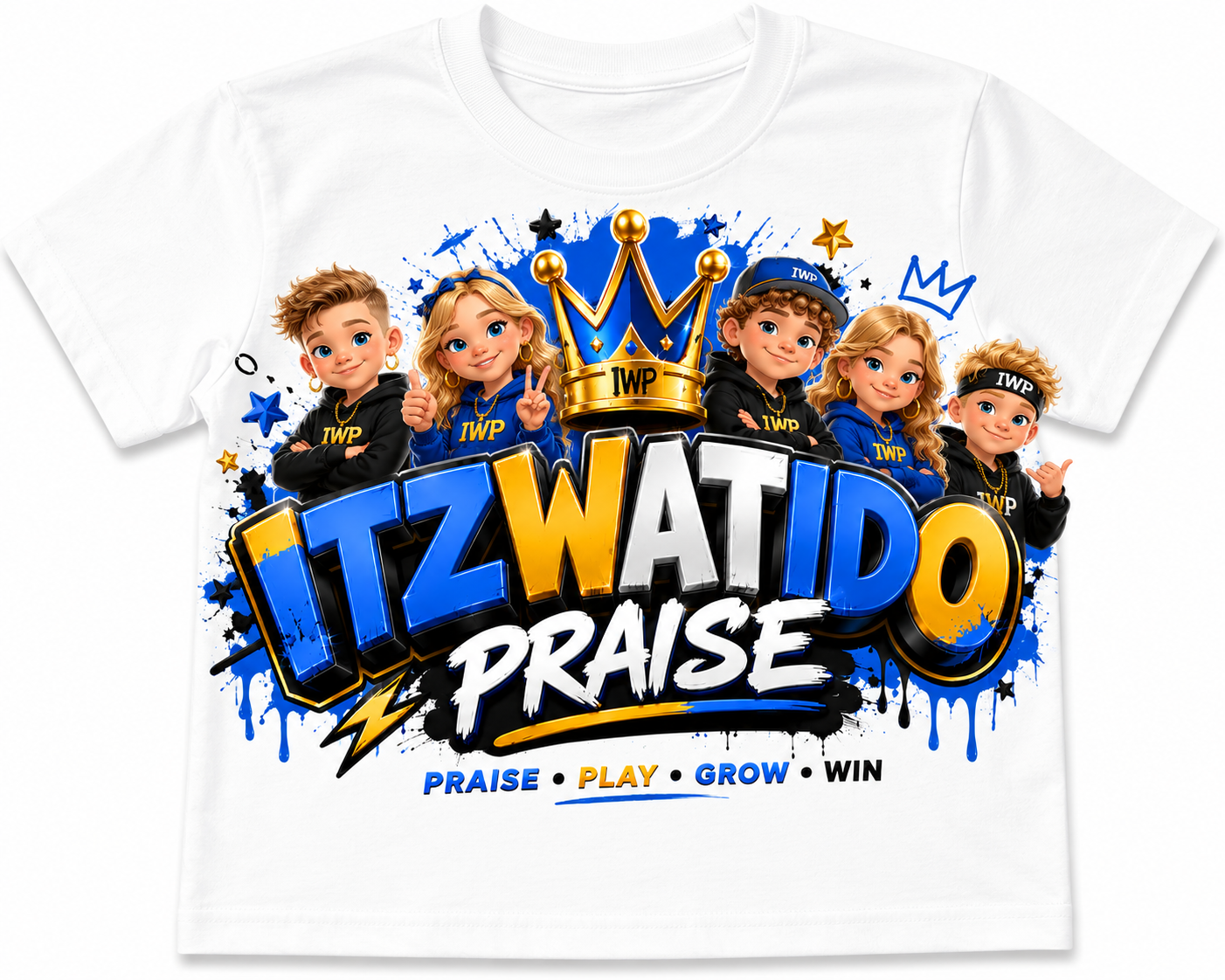 Itwatido Praise Let's Connect Boy/Girls T-Shirt Blue