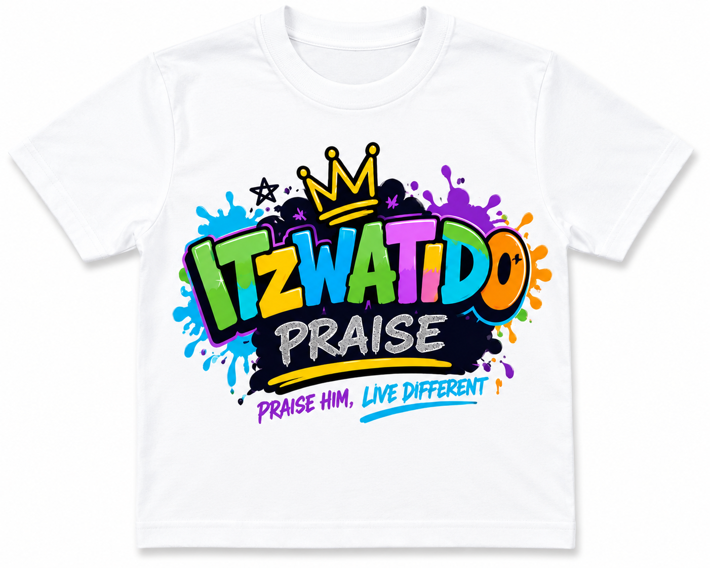 ITZWATIDO™ Praise Kids T-Shirt – White & Black