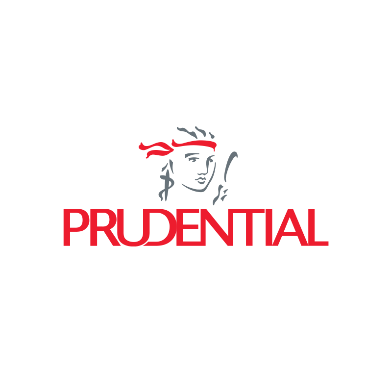 Prudential logo featuring a stylized face of a woman with a red headband and the word 'PRUDENTIAL' in bold red letters.