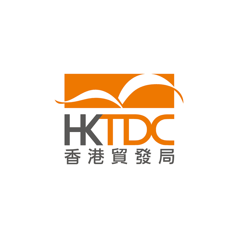 Logo of the Hong Kong Trade Development Council featuring an orange rectangle with a stylized open book or wave design, with the acronym HKTDC and Chinese characters below.