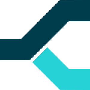 Abstract geometric design with black, dark teal, and light teal shapes.