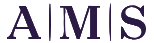 Stylized text showing 'A M S' in a dark color with a purple background
