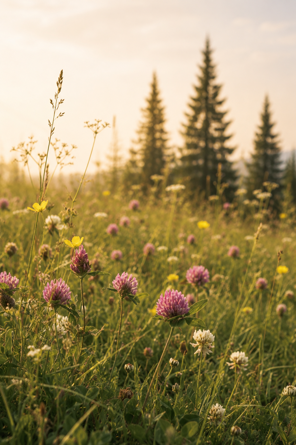Wildflowers growing in the Alberta foothills, reflecting the authentic and grounded approach behind Humble Pie Promotions.
