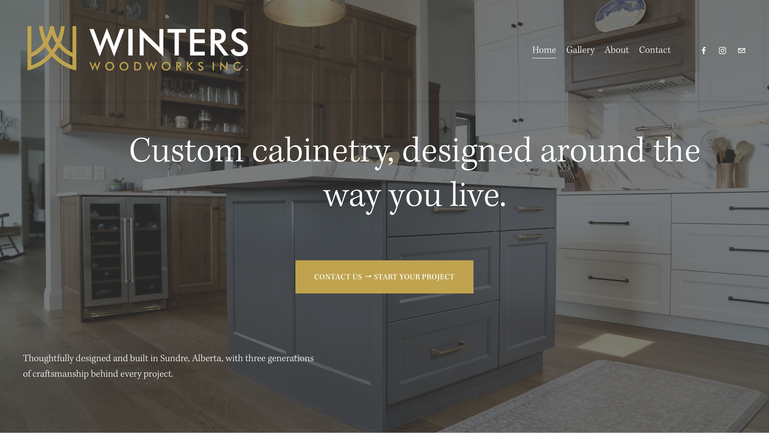 Custom website designed for Winters Woodworks Inc. as a complete brand refresh.