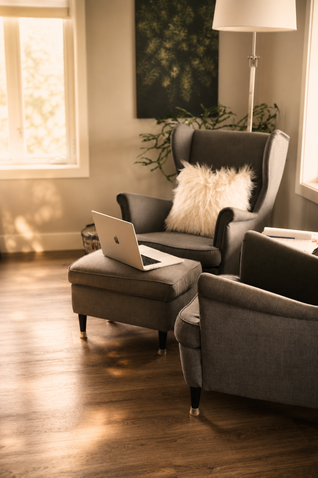 Informal Home office where Humble Pie Promotions develops branding, websites, and marketing strategies.
