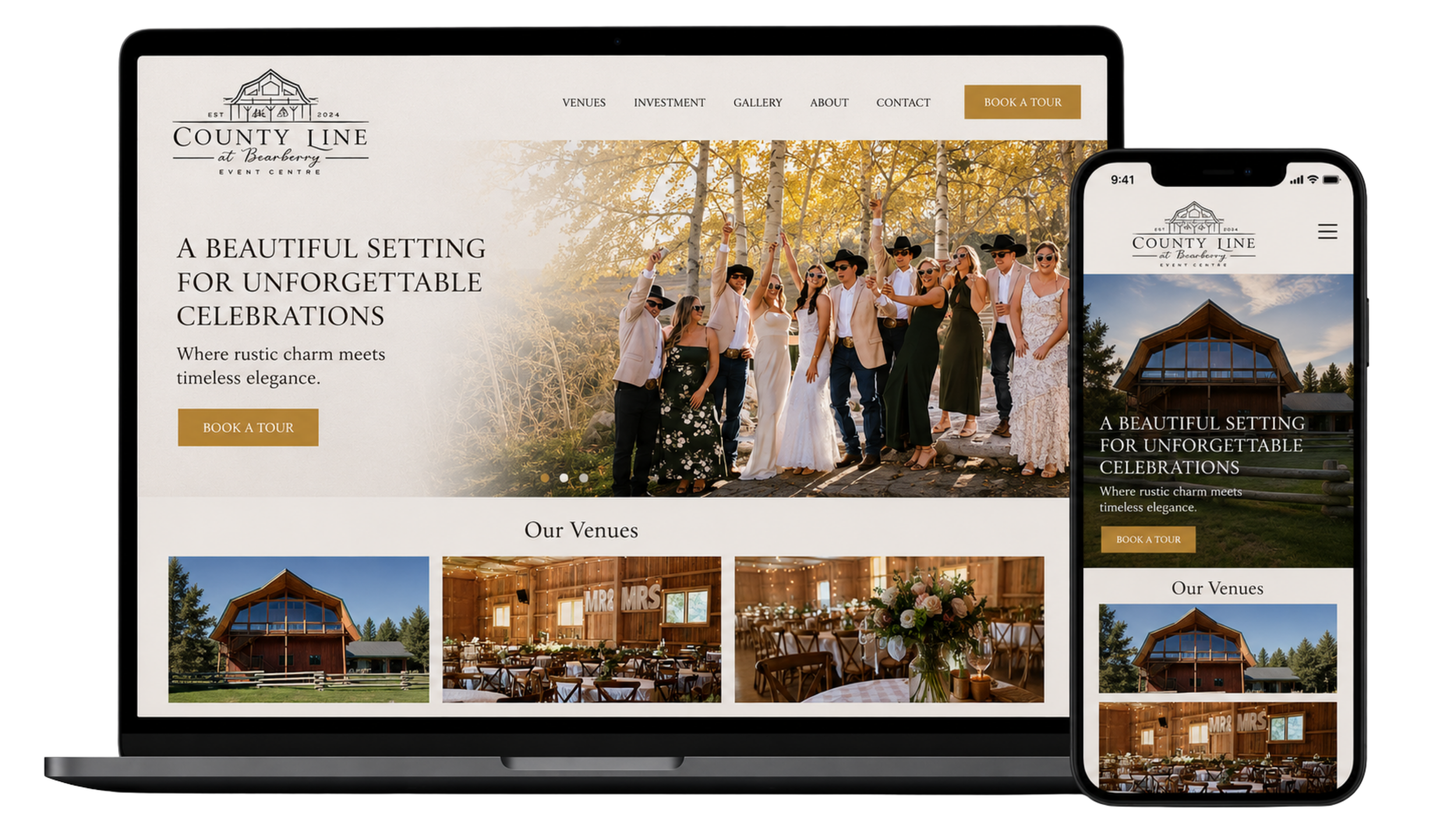 The County Line at Bearberry website displayed on desktop and mobile devices.