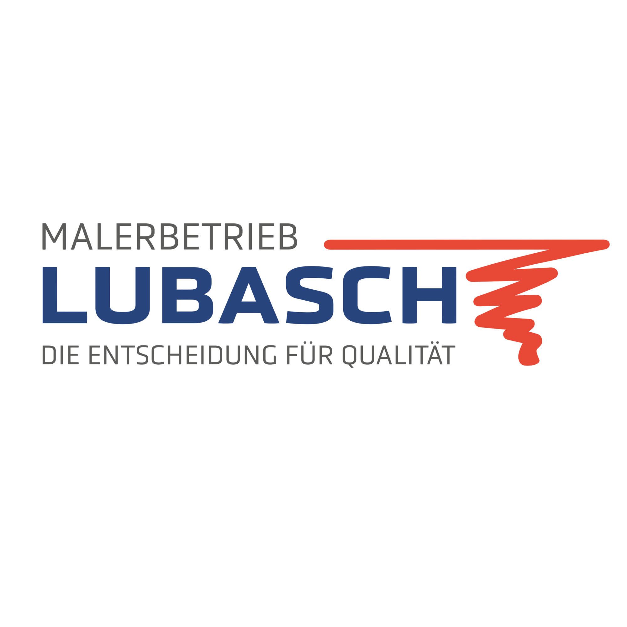 Logo der Firma Malerbetrieb Urban, mit schwarzem Hintergrund, in schwarzen, blauen, grauen, gelben und roten Farben, mit Text in Deutsch: "Philosophie für Qualität".