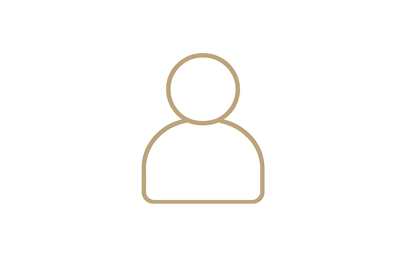 Outline icon of a person with a circular head and rectangular body on a black background.