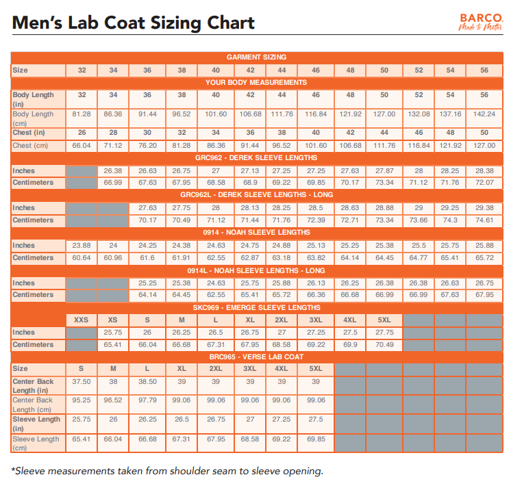Medical scrub sizing guides and size charts for Cherokee, Dickies, Healing Hands, Infinity, Med Couture, and Barco healthcare uniforms from Public Safety Outfitters.