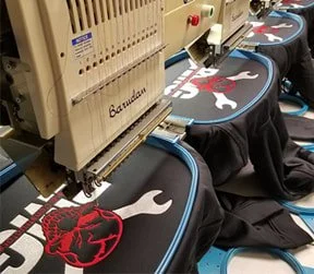 Custom embroidered logo on apparel created by Public Safety Outfitters for professional uniforms and team apparel.