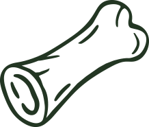 Outline drawing of a dog bone.