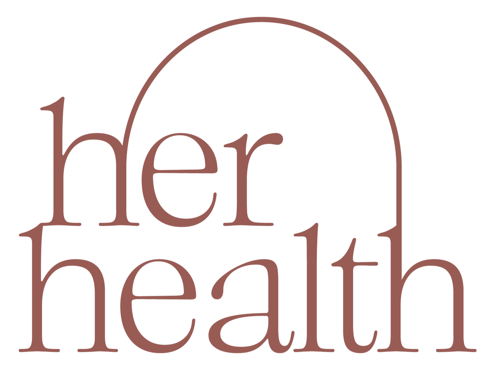 Text reading 'her heart' in a handwritten style with a large rainbow arch above it.