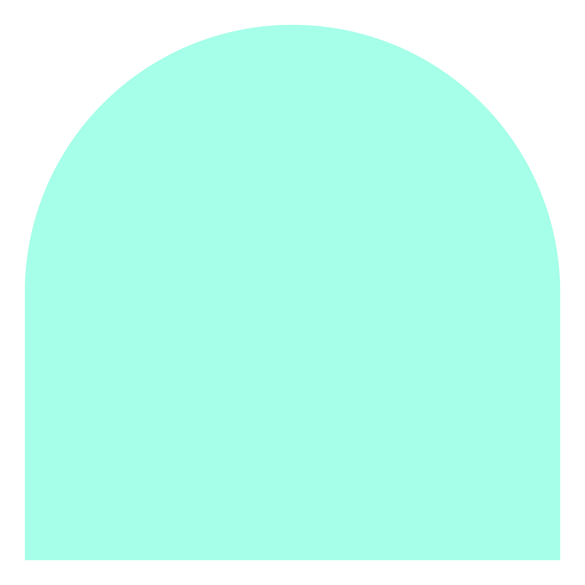 Mint green arch-shaped graphic element used in The Pixel Press Co. custom website branding.