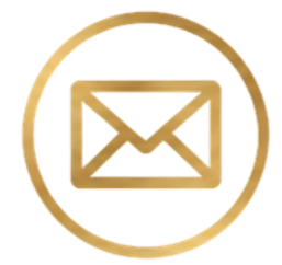 Envelope icon inside a gold circle
