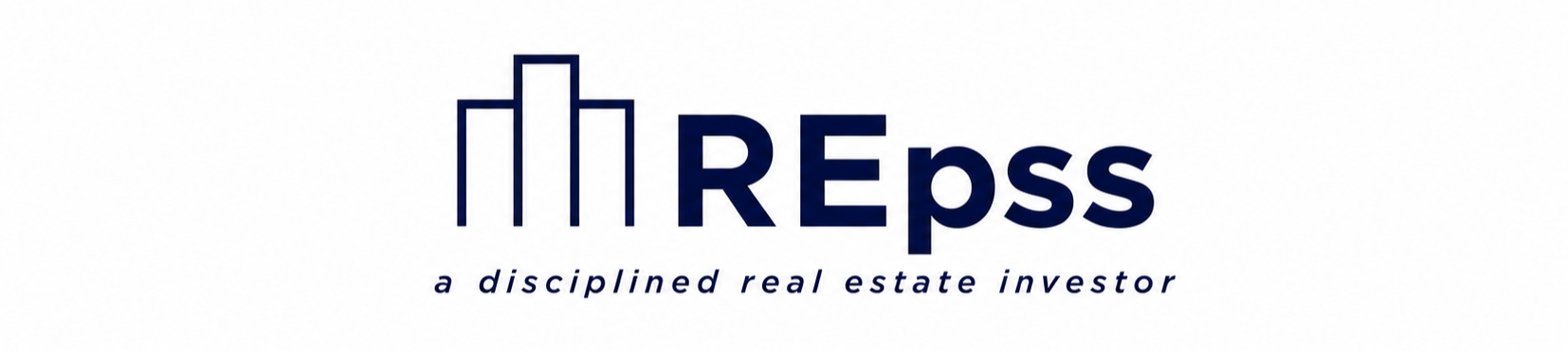 Logo with stylized buildings and text 'REpss' and the tagline 'a disciplined real estate investor'