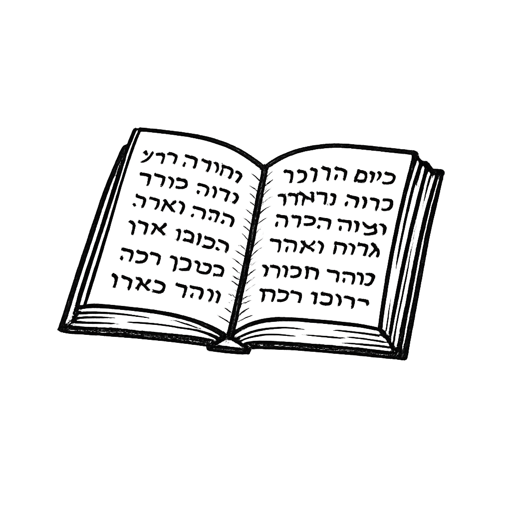 Open book with Hebrew text on its pages.