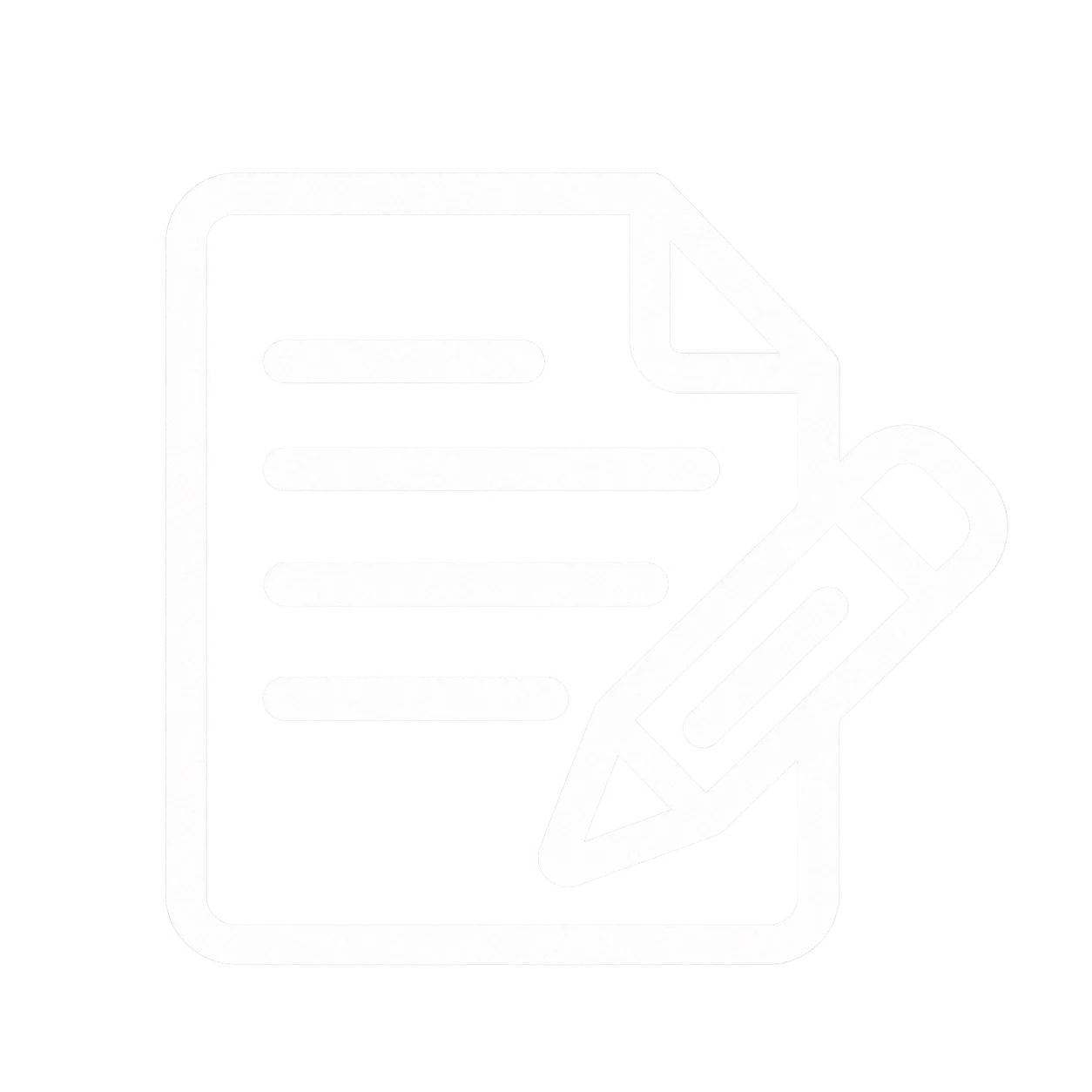 Outline of a notepad with lines of text and a pencil beside it.