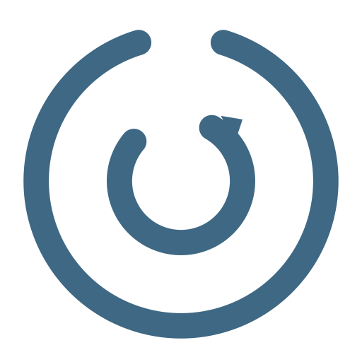 Close-up of a power button icon on a dark background.