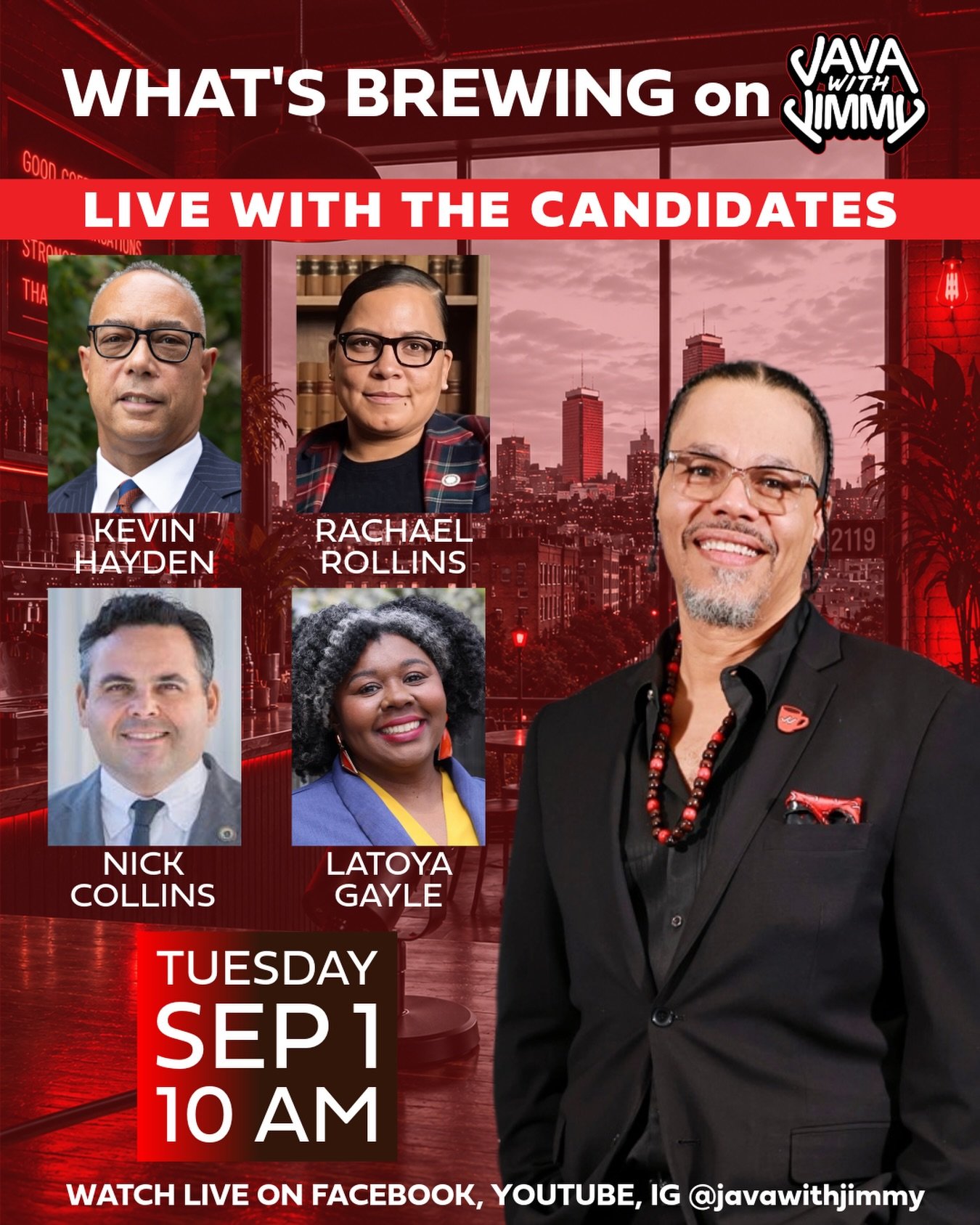 Let&rsquo;s have one last conversation with the candidates!
Starting at 10 AM

@dakevinhayden22 
@rollins4da 
@nickcollinsma 
@latoyaforsenate 

#bospoli #mapoli