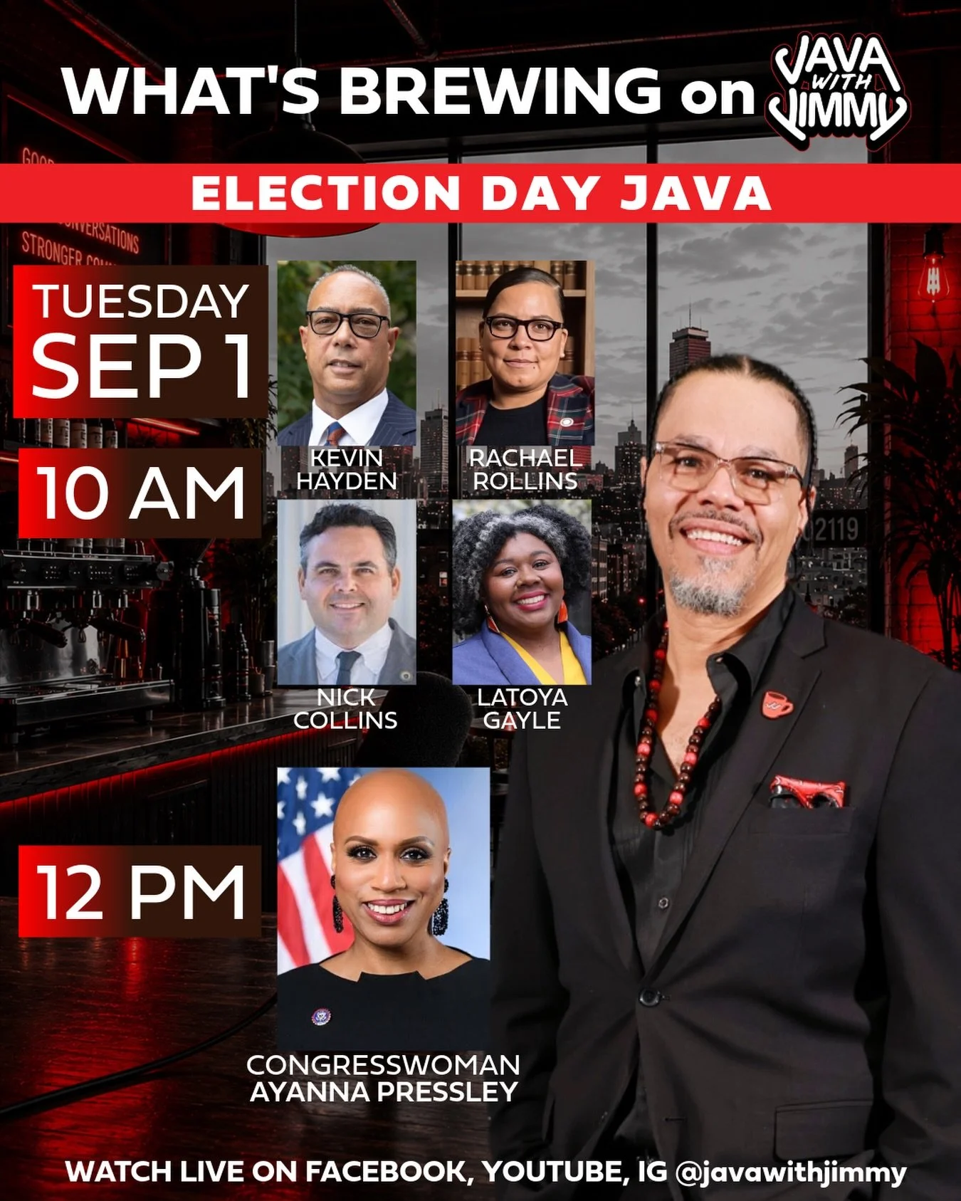 Pop in our Eday Pop Ups at 10 AM and at noon we&rsquo;re chatting with the Queen, my friend and sister @ayannapressley 

#bospoli #mapoli #vote #squad #protectBlackwomen