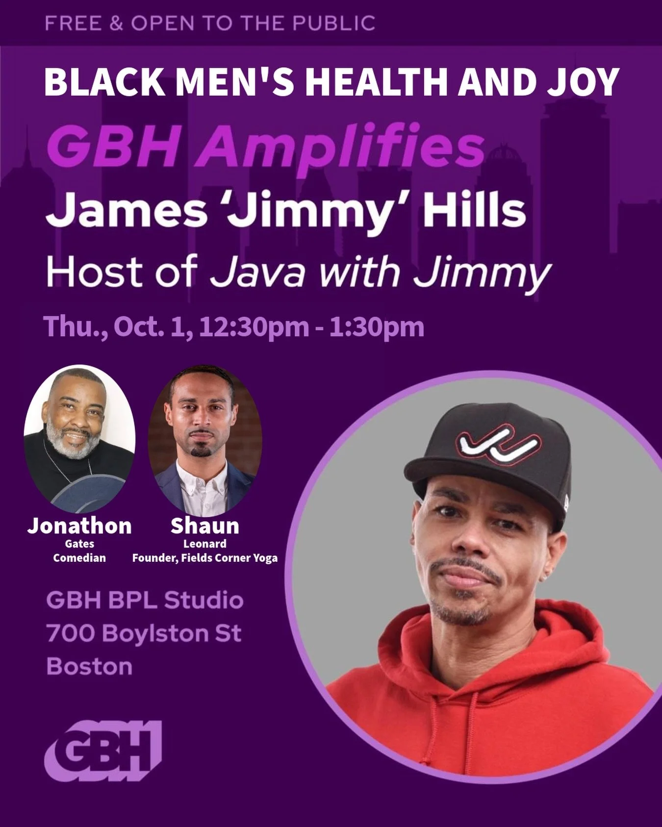This Thursday, #thistime on #GbhAmplifies @wgbh we are talking about #Blackmen, our health, and our JOY.

I&rsquo;ll be joined by Shaun Lenord, founder of Fields Corner Yoga @efsiwai and comedian Jonathon Gates for a real conversation about what it m