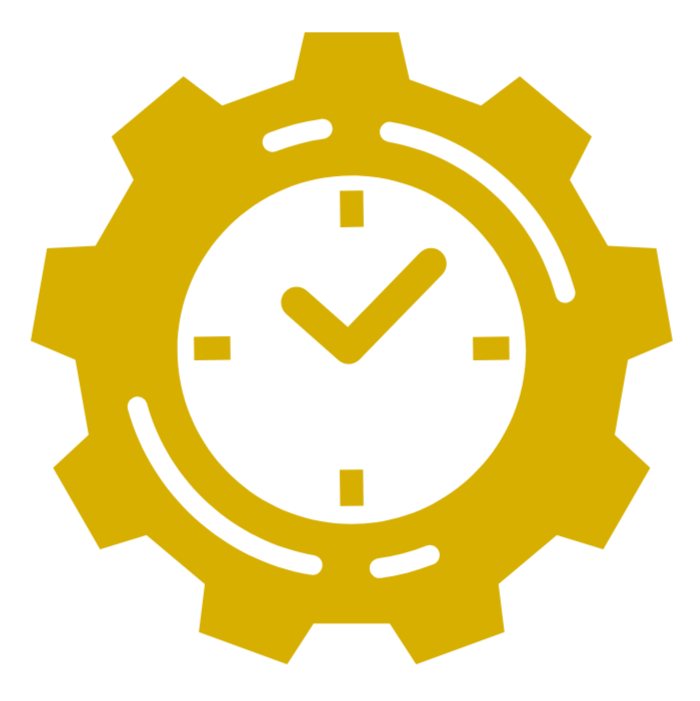 Yellow clock and gear icon