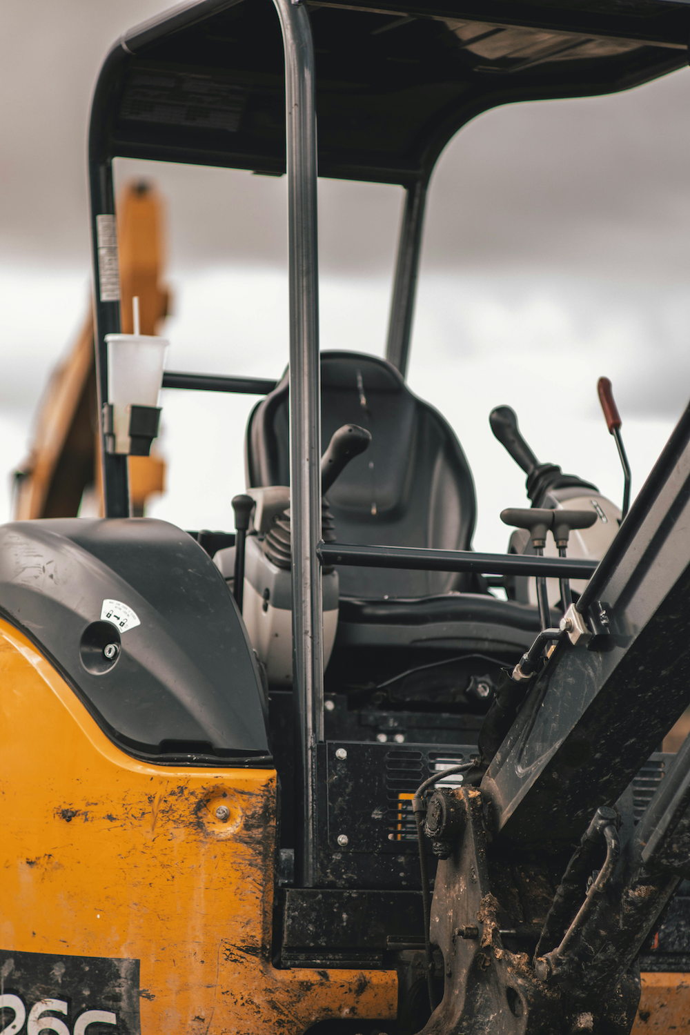 Interior cab view of a construction loader