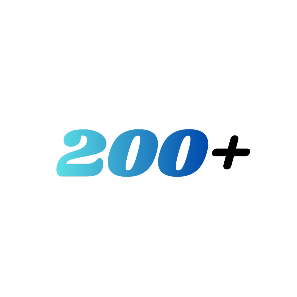 Die Zahl 200 in blauer Farbgestaltung auf schwarzem Hintergrund.