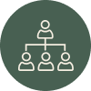 Simple diagram of a hierarchical organization chart.