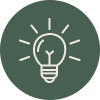 Light bulb icon on dark green background