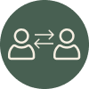 Two figures with arrows showing communication or connection between them
