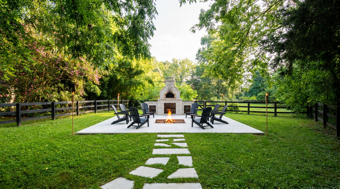 Rendered firepit retreat