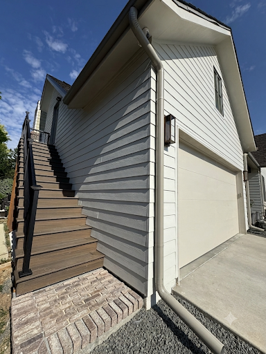 Staircase leading to Attached ADU above Garage in Boulder county. 