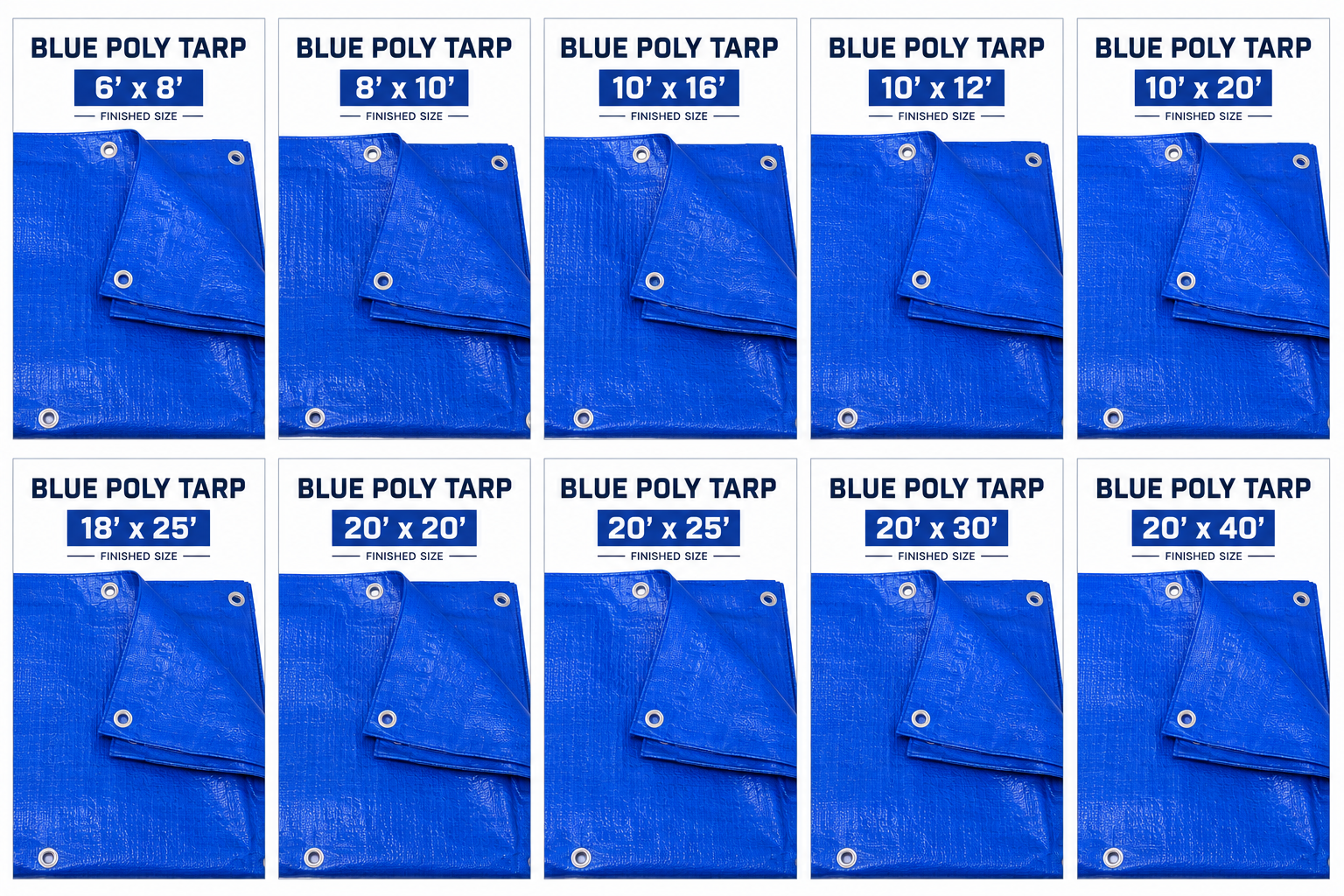 5Mil Blue Tarps- Mid Sizes