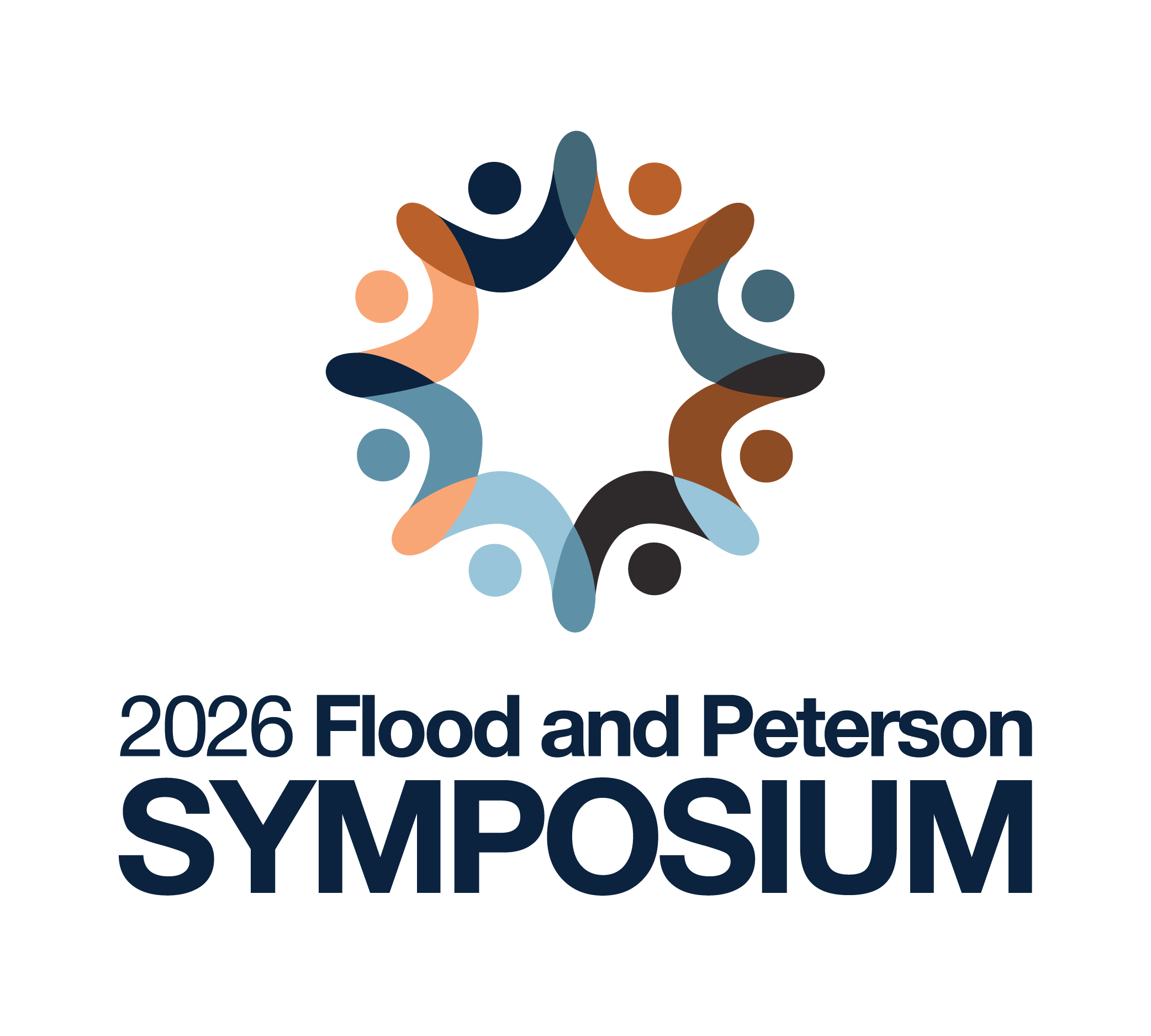 Abstract illustration of five stylized human figures in different colors creating a circle, with the text '2026 Flood and Peterson' underneath.