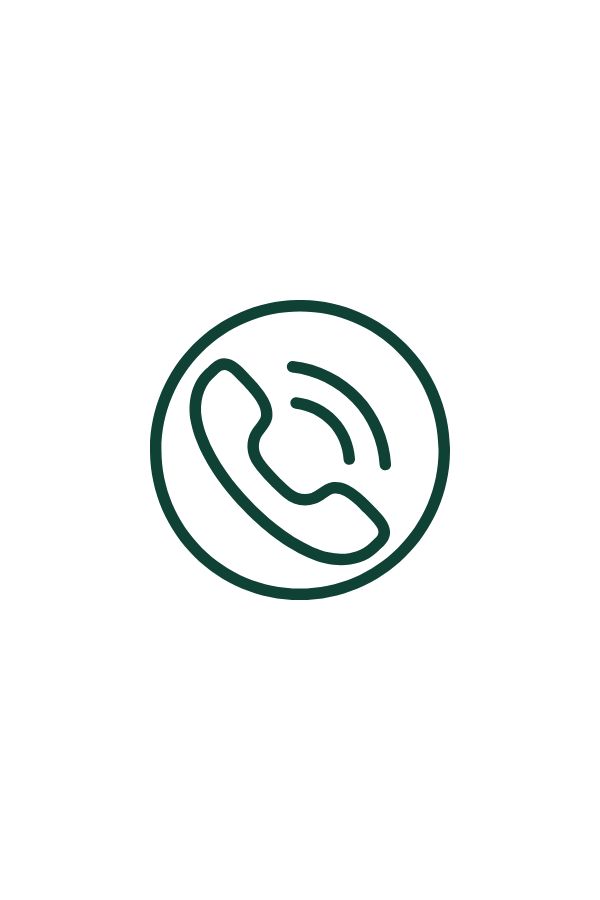 Icon of a telephone receiver inside a circle, representing phone or call function.