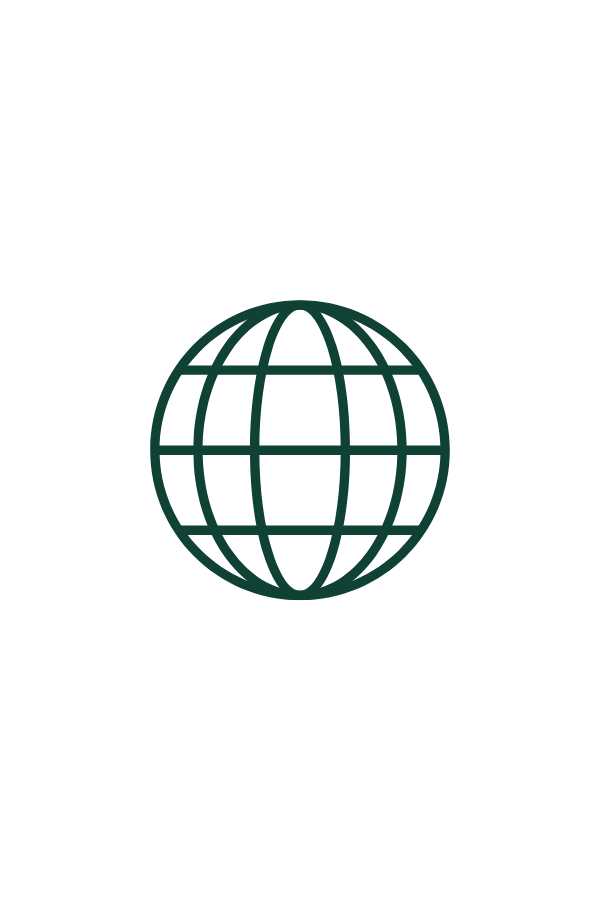 A simple black globe icon on a white background.
