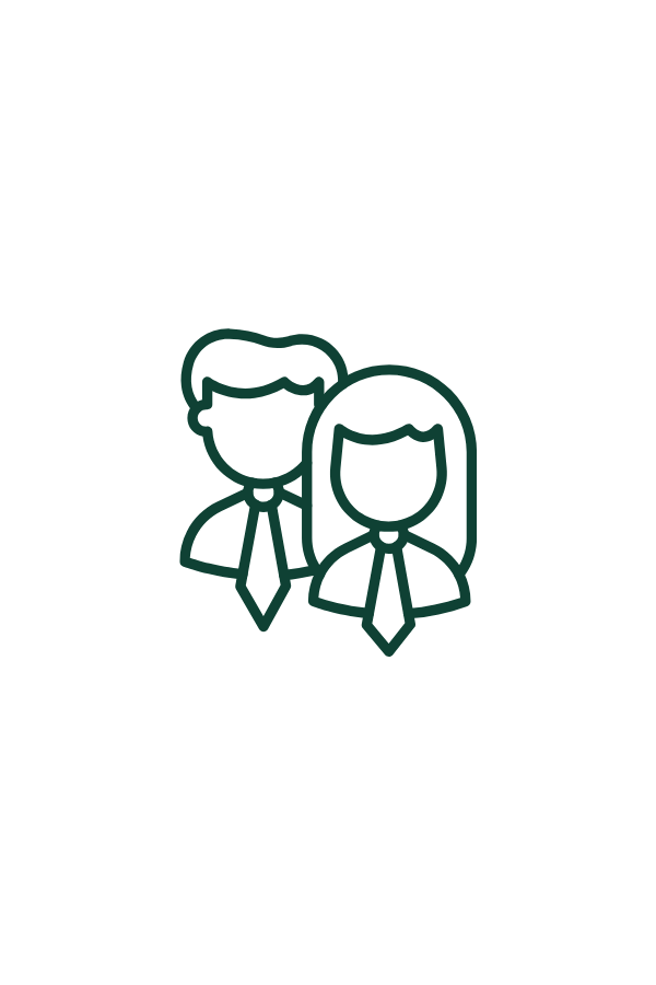 Line art icon of a man and a woman wearing ties