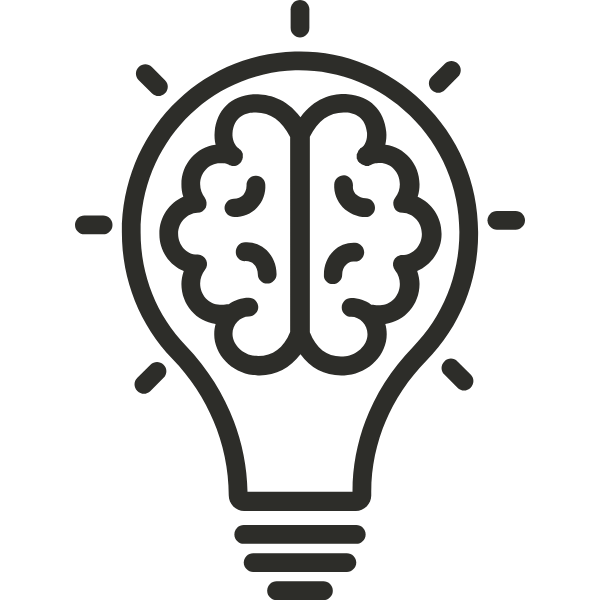 Icon combining a brain and a lightbulb, symbolizing innovative thinking or ideas.