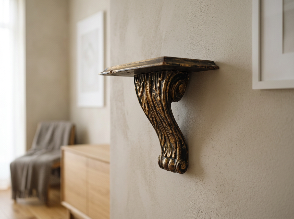 Vintage Carved Corbel Wall Shelf