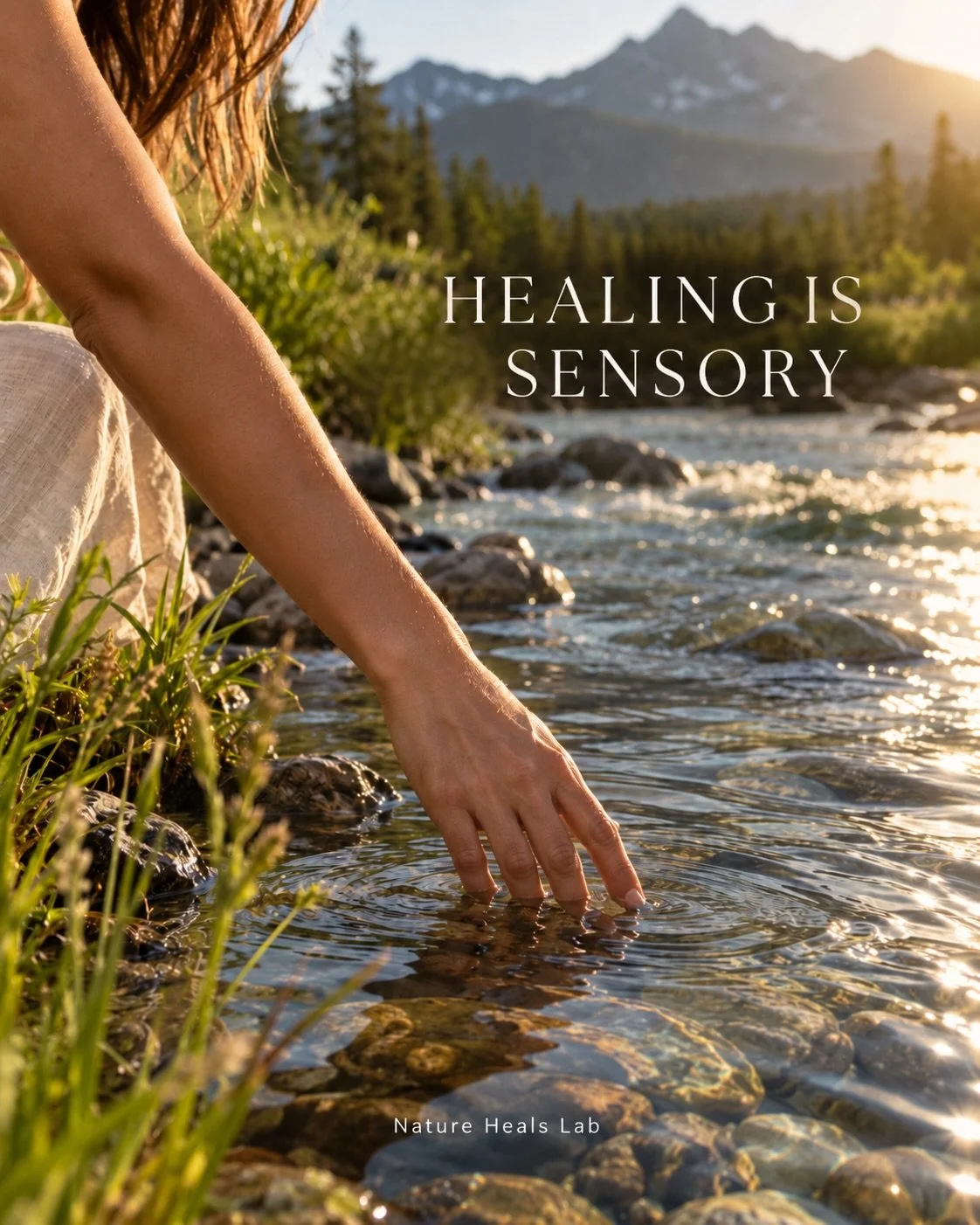 We talk about nature as something we see.

But healing is sensory.

And touch may be one of the most overlooked ways we reconnect with the natural world.

Cool water over your hands.

The roughness of bark.

Bare feet on stone.

The softness of moss.
